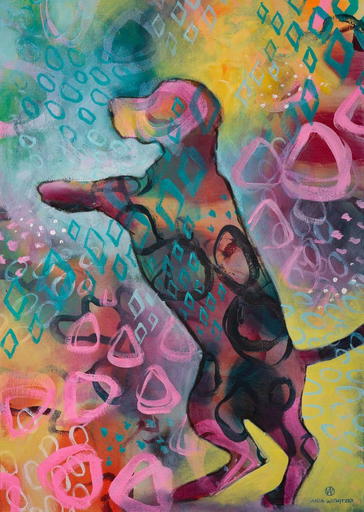 Vibrant Abstract Dog by Ania Witwitzka