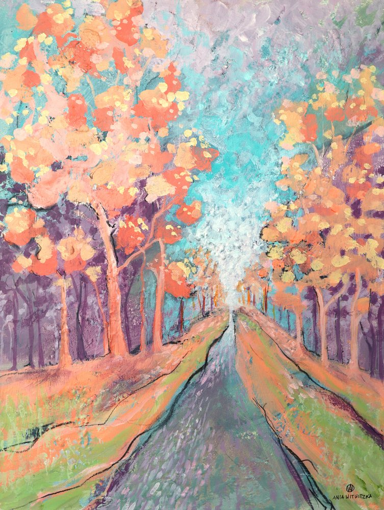 Vibrant Autumn Pathway by Ania Witwitzka