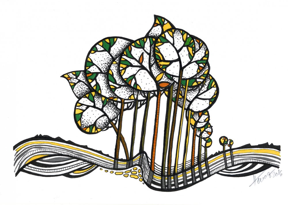 Whimsical Tree Illustration by Aniko Hencz
