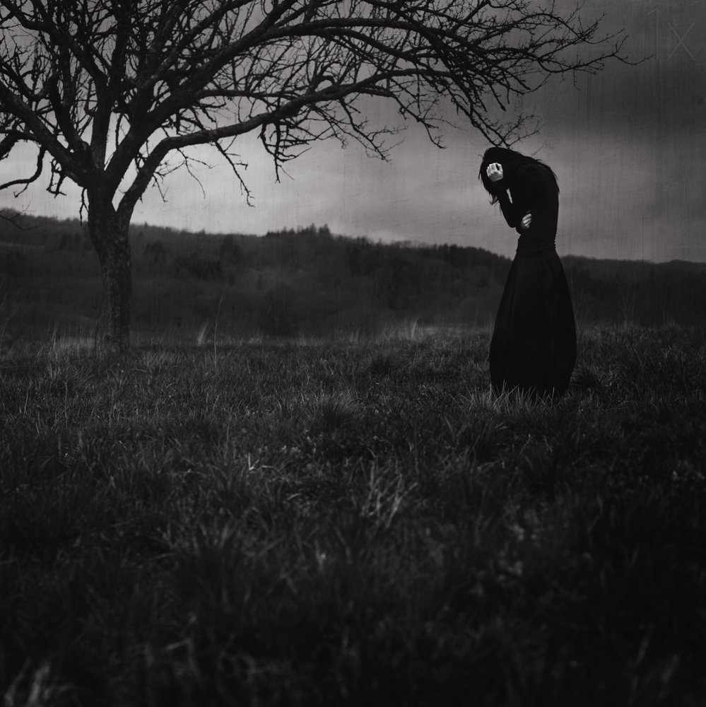 Sorrowful Figure Dark Landscape by Anja Matko