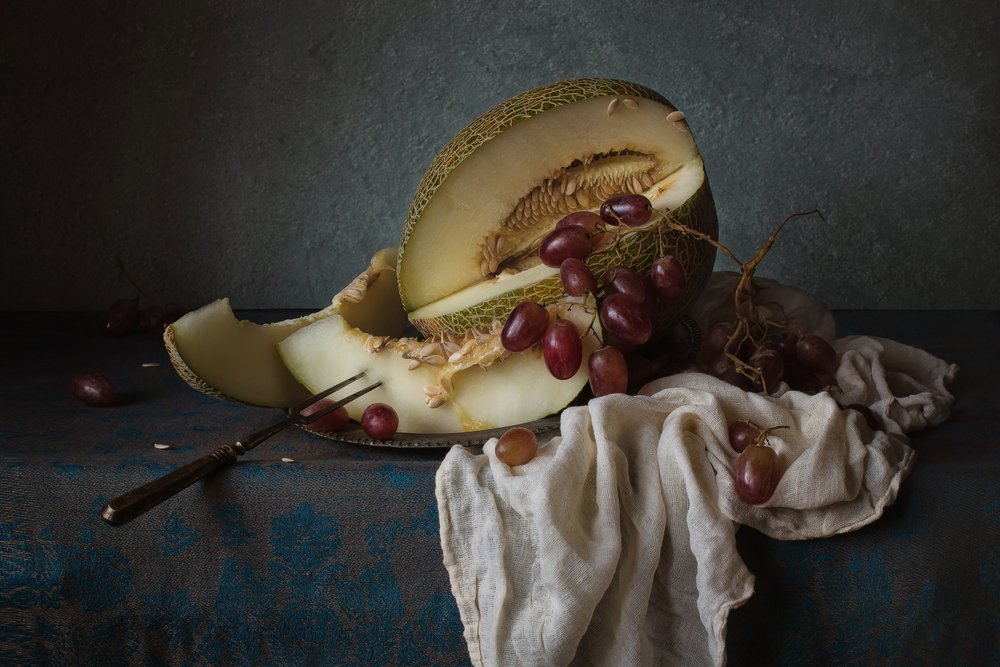 Dark Fruit Still Life by Anna Petina