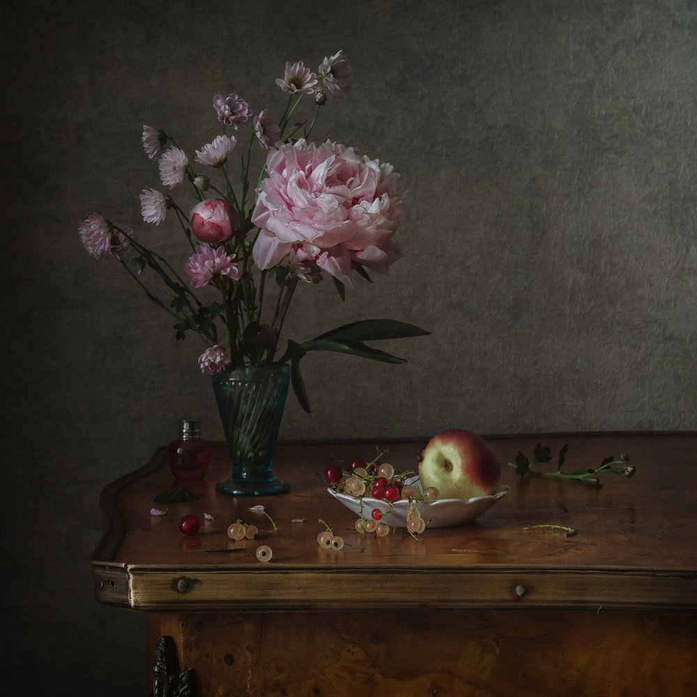 Peony and Summer Fruit by Anna Petina