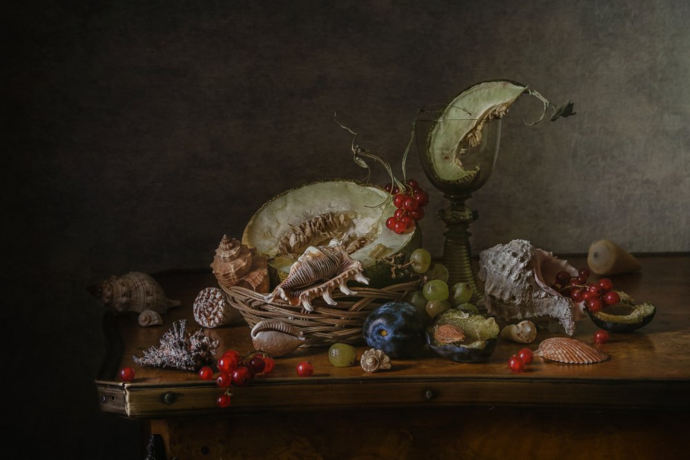 Vintage Fruit and Shells by Anna Petina