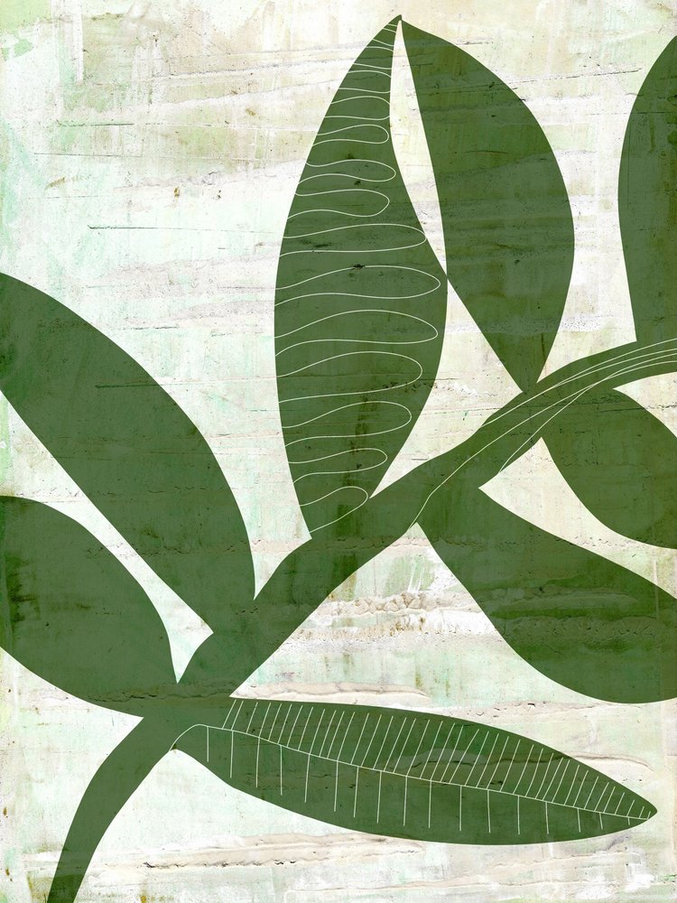 Abstract Green Leaves by Annick