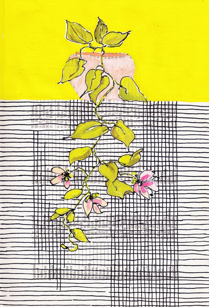 Flowering Vine Geometric Grid by Annick