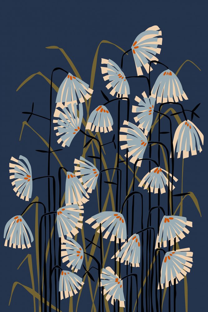 Stylized Navy Blooms by Annick