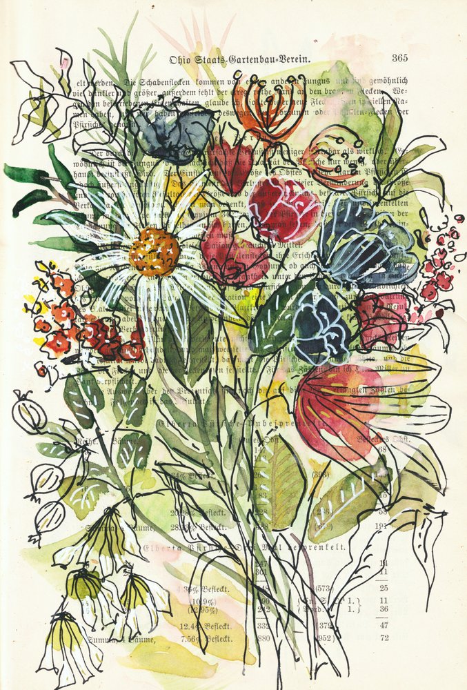 Watercolor Floral Sketch by Annick