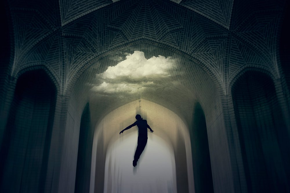 Man Ascending Arches by Asef Azimaie