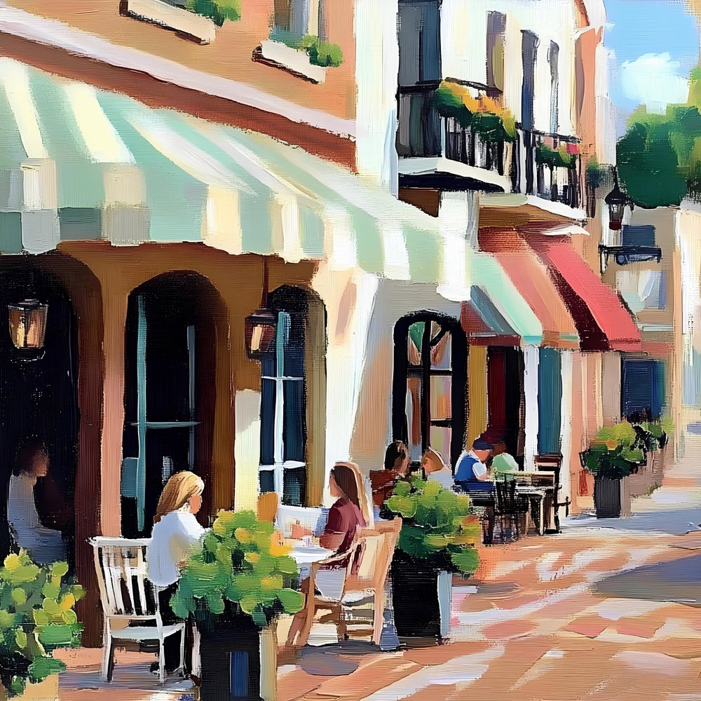 Charming European Street Cafe by Avanesova Elena