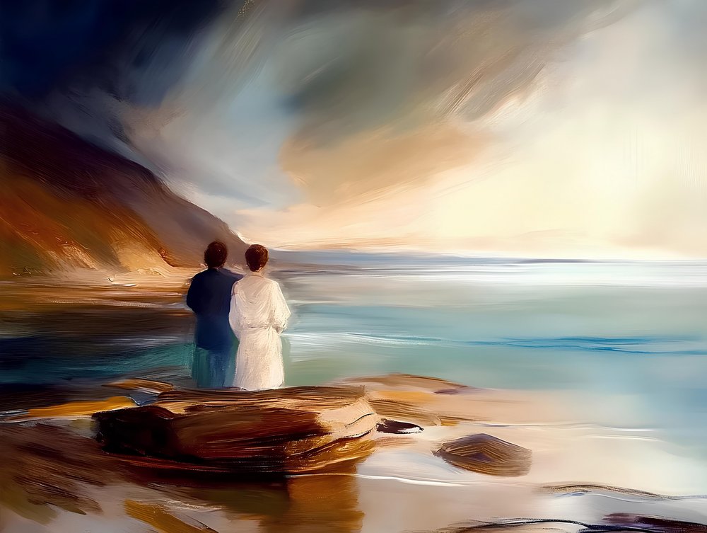 Coastal Sunset Couple by Avanesova Elena