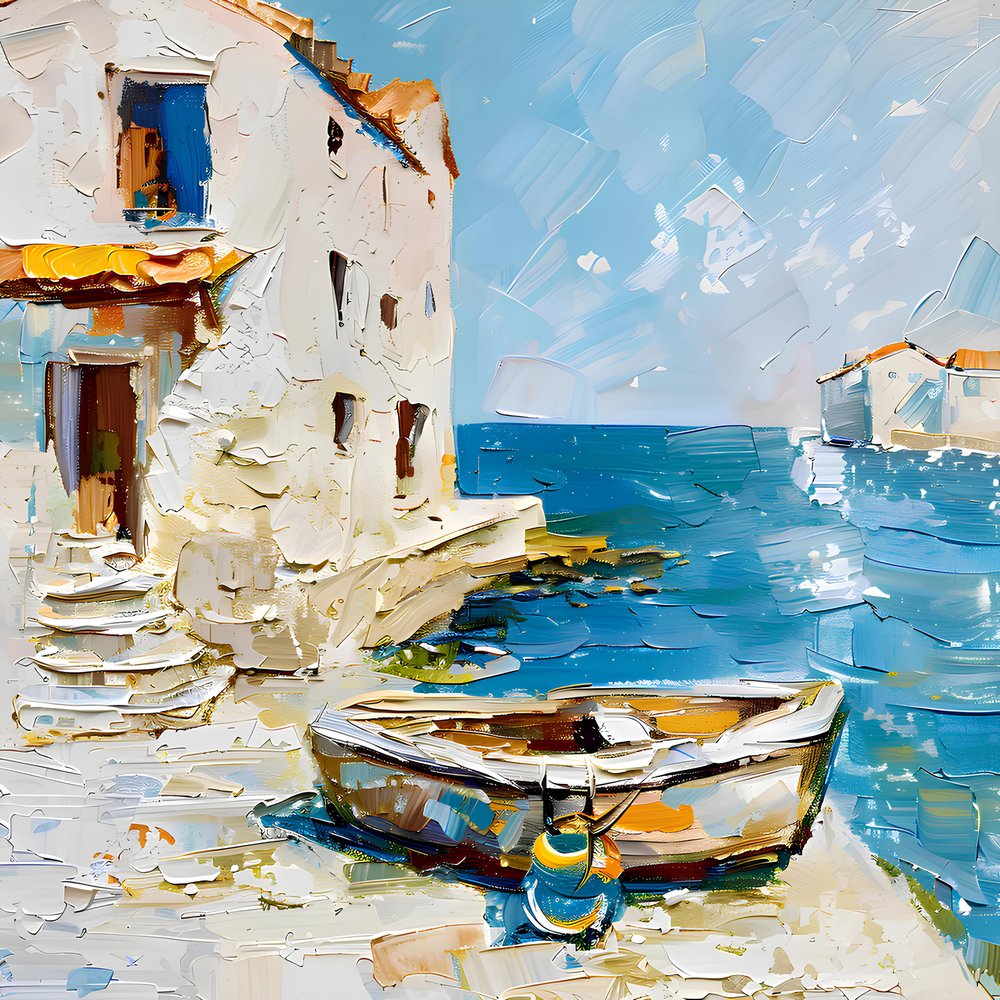 Mediterranean Harbor Boat by Avanesova Elena
