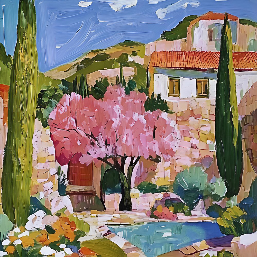 Pink Blossom Village by Avanesova Elena
