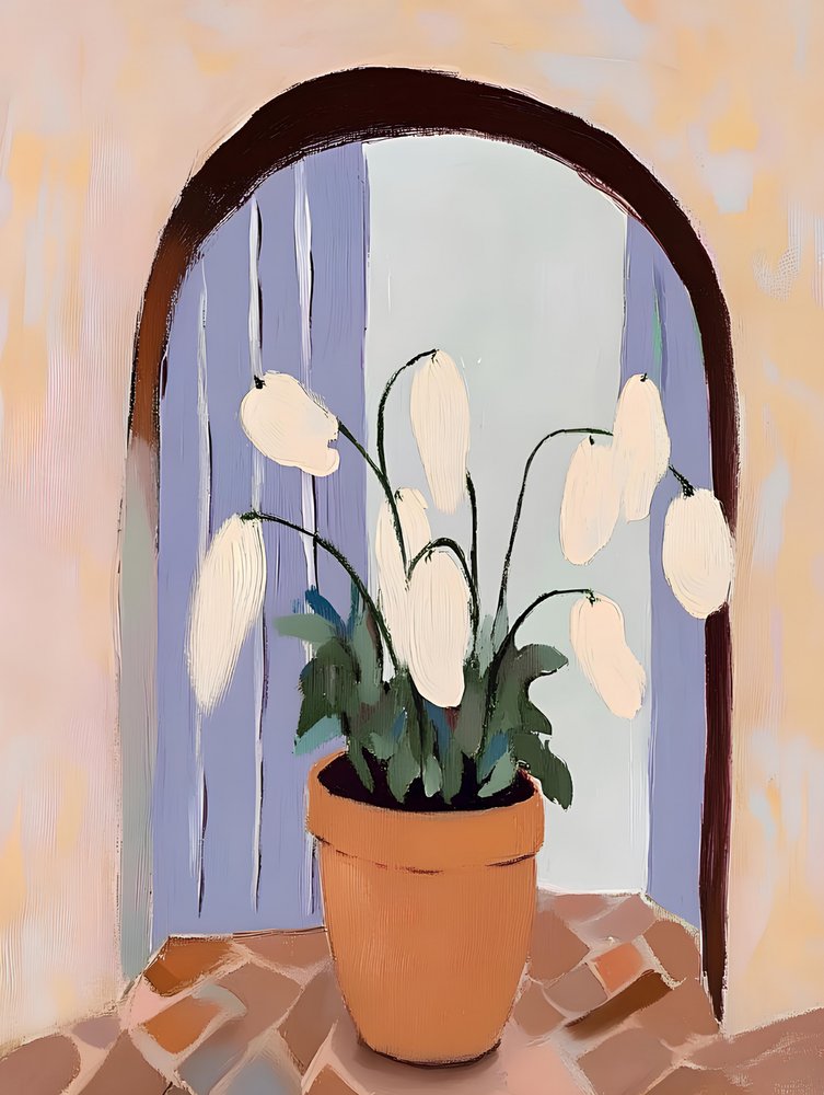 Potted Plant Arch Window by Avanesova Elena