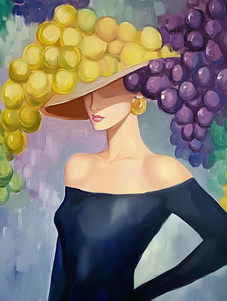Stylish Grape Hat Woman by Avanesova Elena