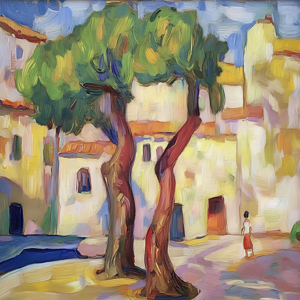 Sunlit Village Trees by Avanesova Elena