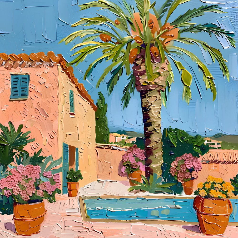 Vibrant Mediterranean Courtyard by Avanesova Elena