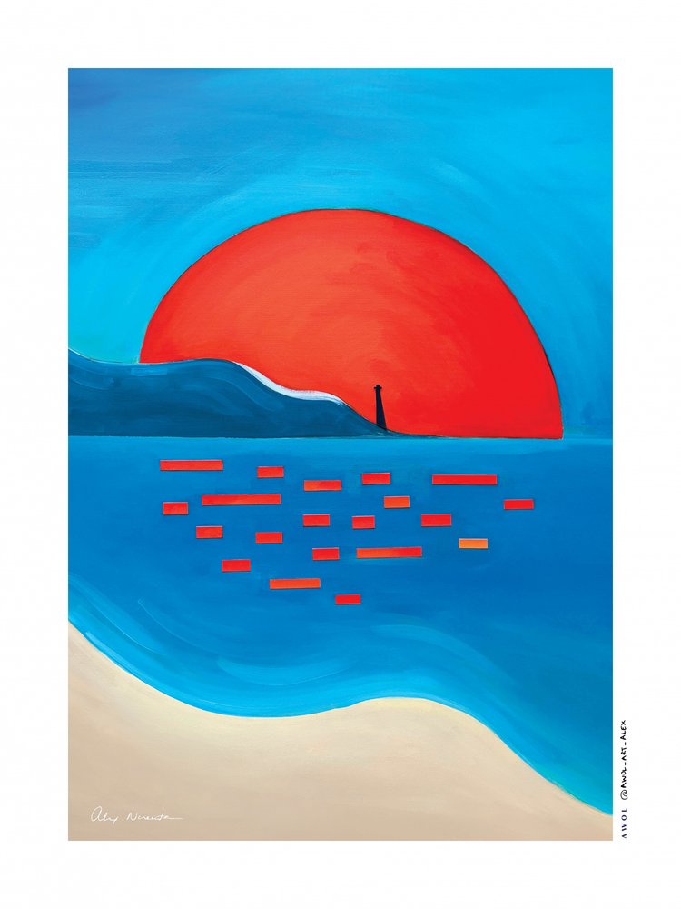 Red Sun Lighthouse by Awol Art Alex