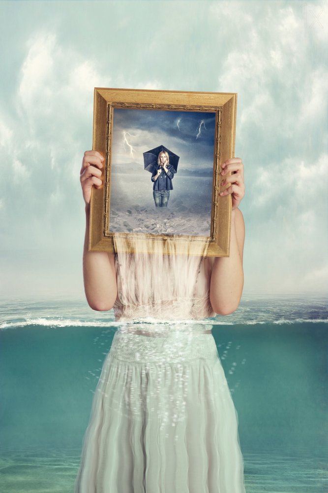 Surreal Woman Inner Storm by Baden Bowen