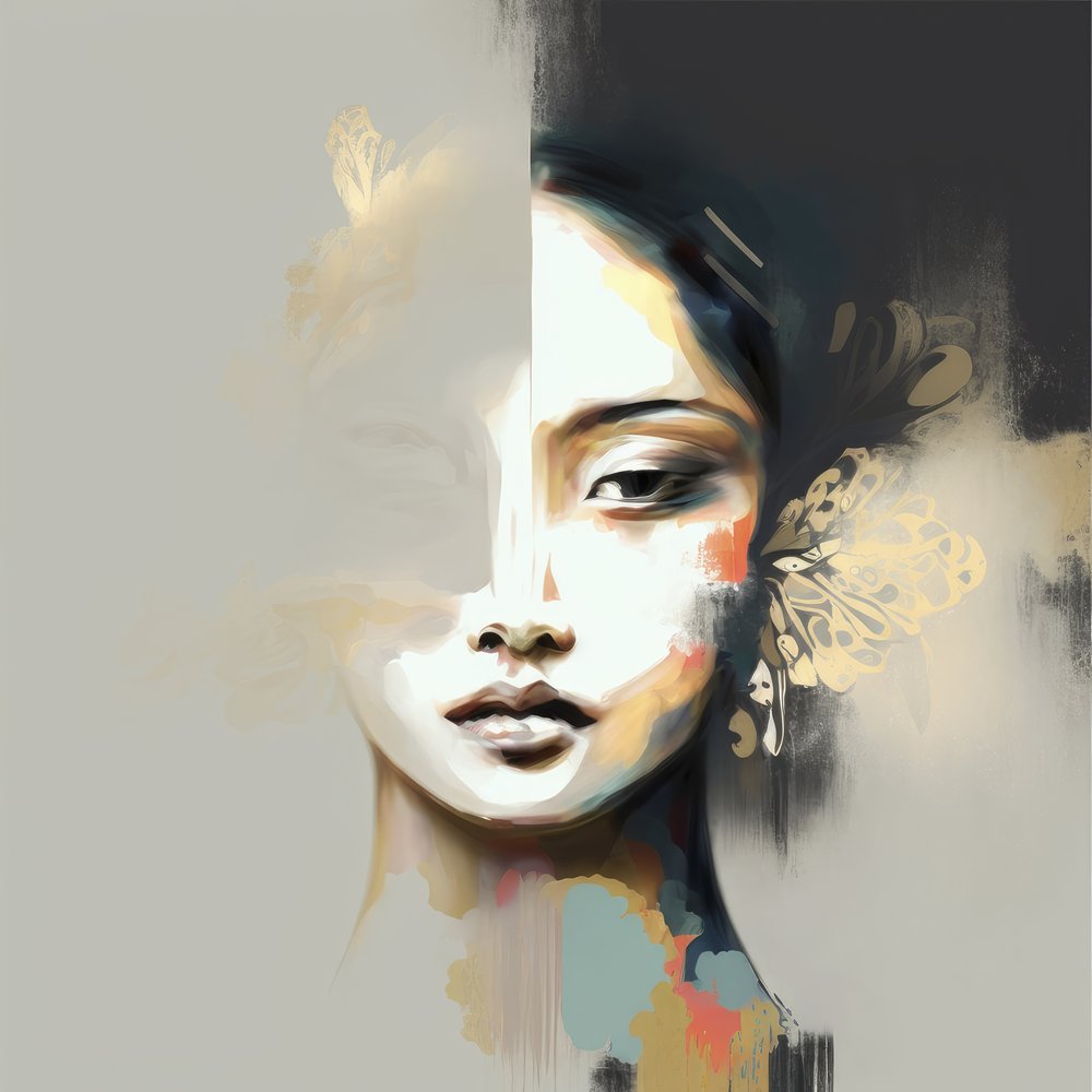 Golden Abstract Portrait by Bella Eve