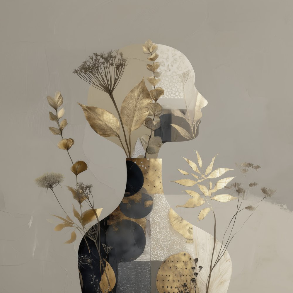 Golden Botanical Silhouette by Bella Eve