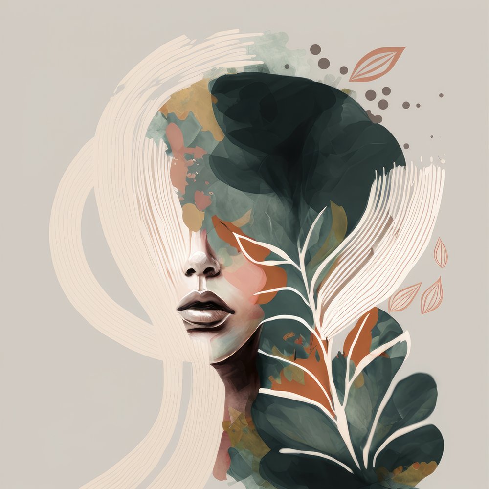 Woman Portrait with Floral Elements by Bella Eve