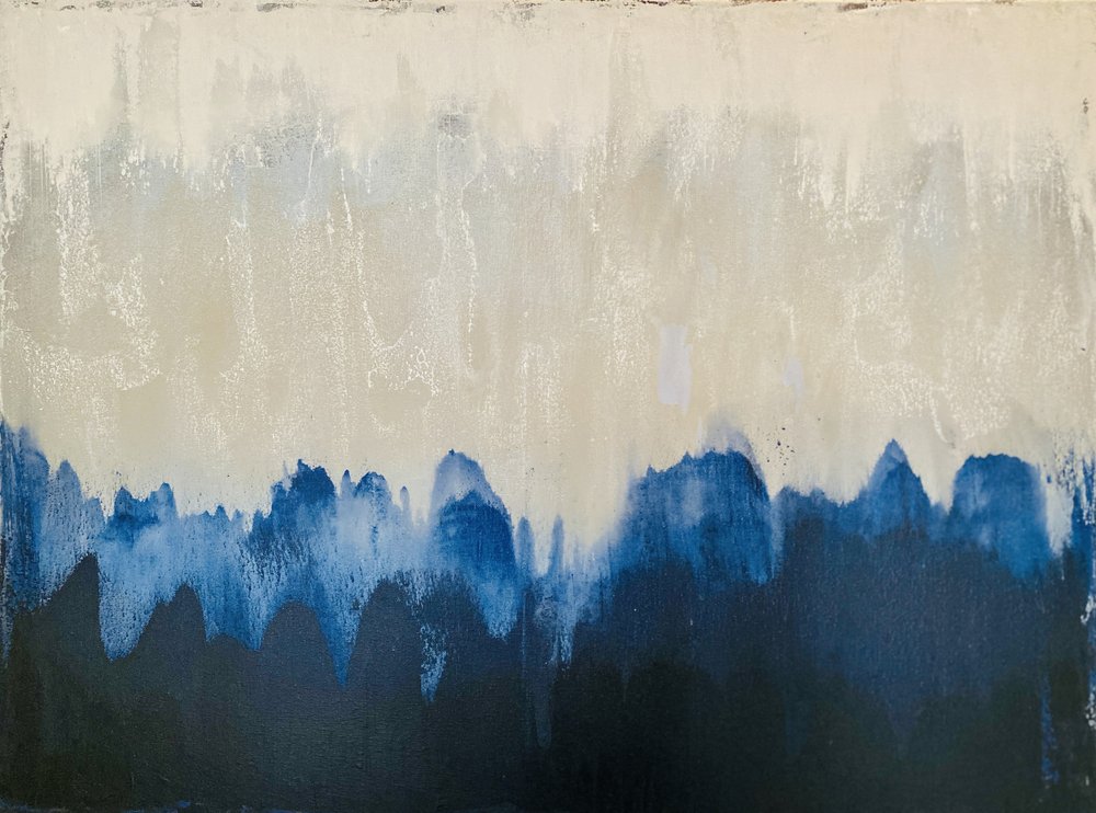 Misty Blue Abstract by Berit Pihl