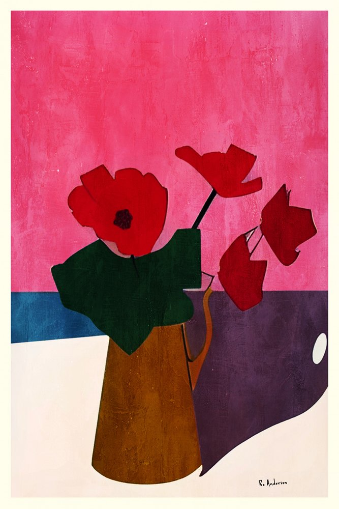 Vibrant Poppies Still Life by Bo Anderson