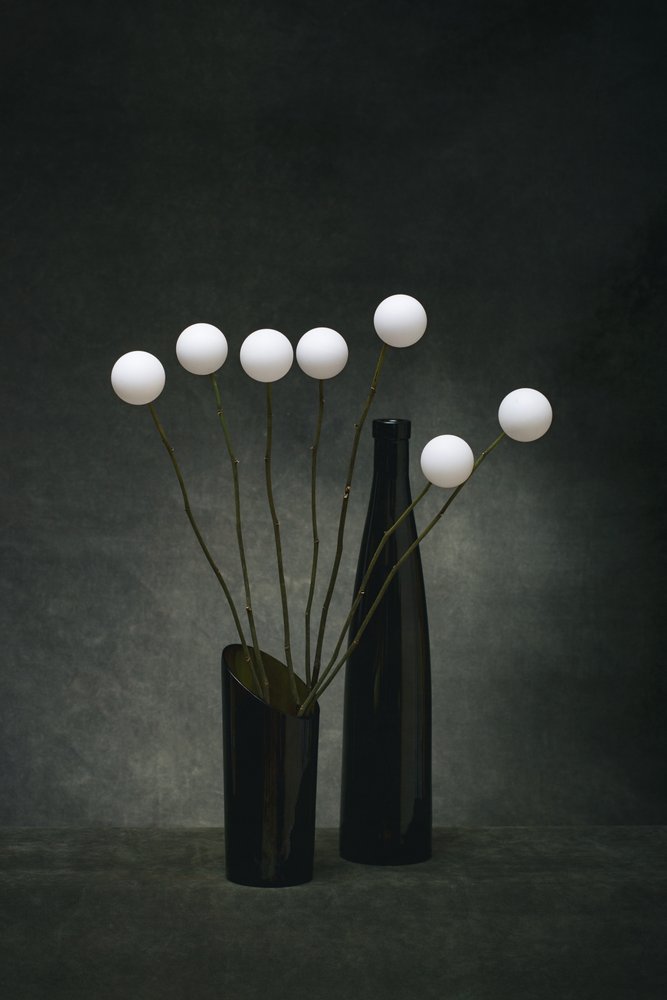 White Spheres Dark Vases by Brig Barkow