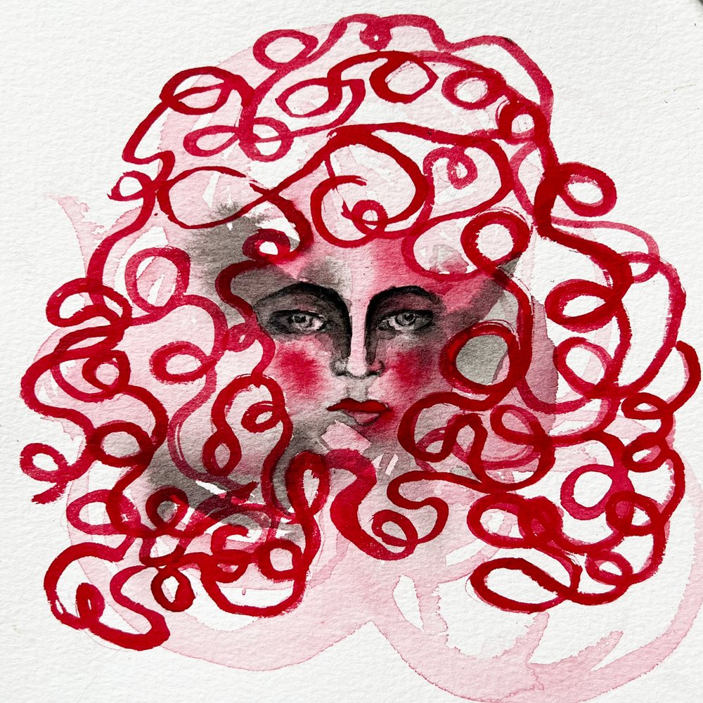 Crimson Curls Portrait by Christina Misuro