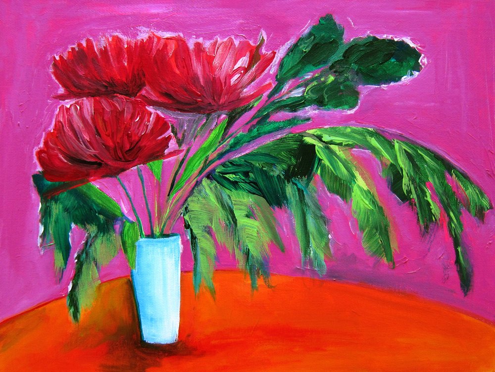 Vibrant Red Flowers by Christine Lindstrom