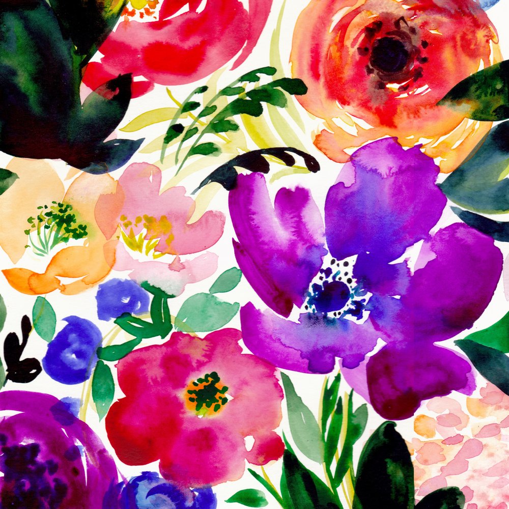 Vibrant Watercolor Flowers by Christine Lindstrom