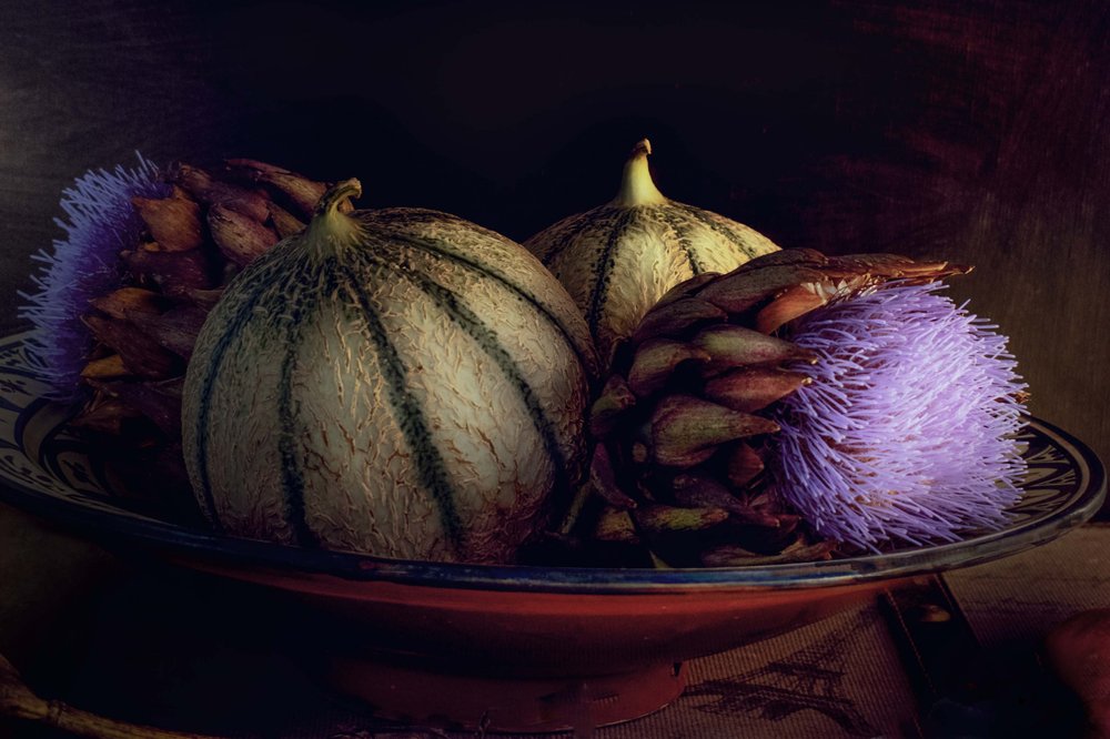 Melons and Purple Thistles by Christine SUISSIA
