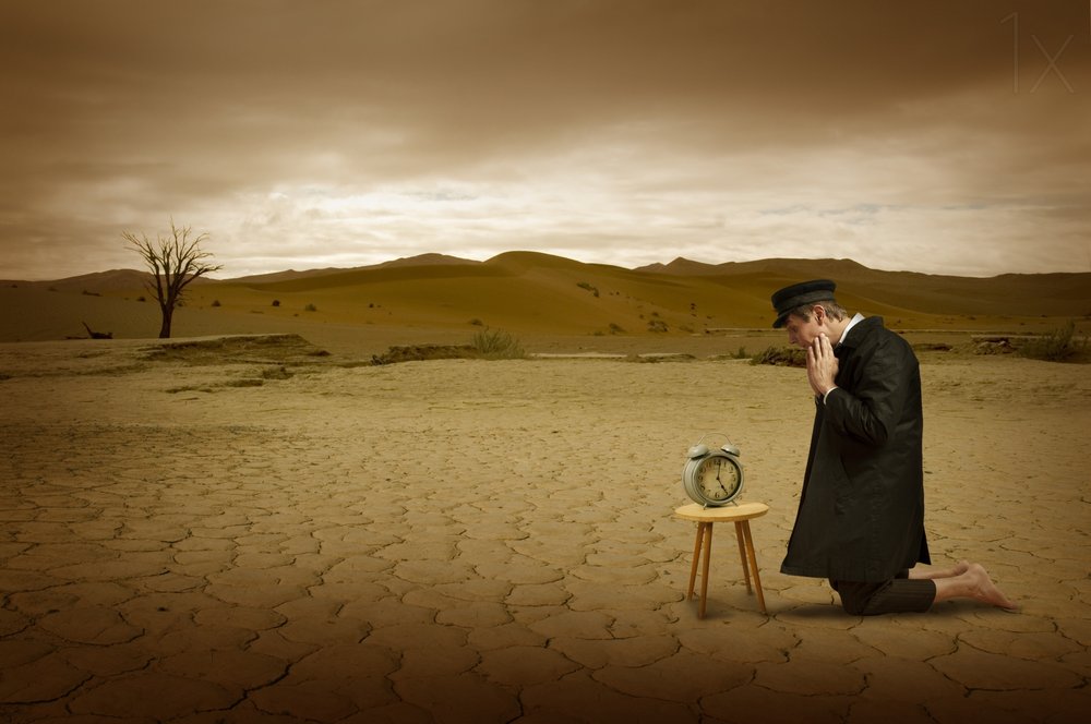 Man and Desert Clock by Christine von Diepenbroek