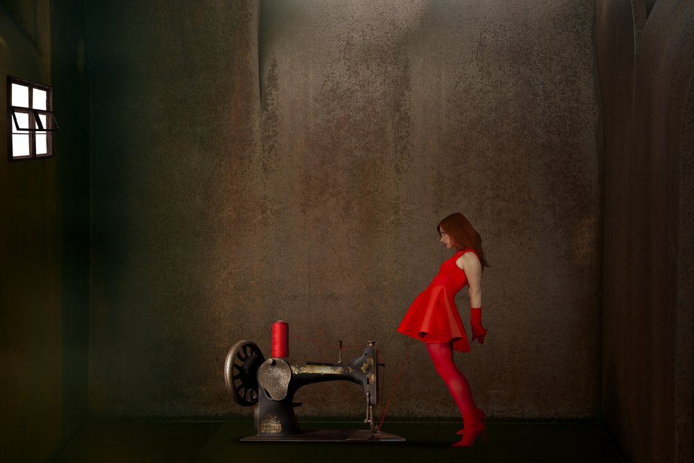 Red Dress Sewing Machine by Christine von Diepenbroek