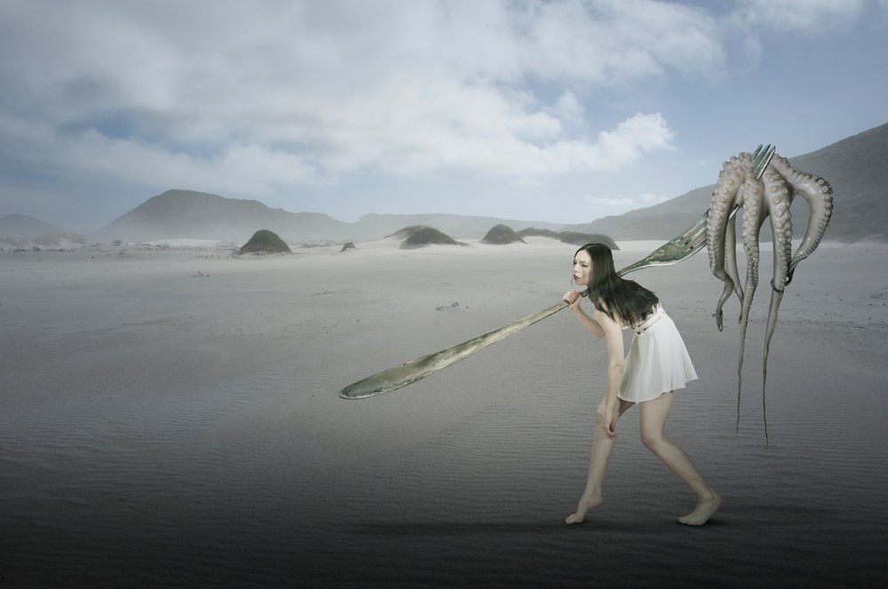 Surreal Octopus Beach Wanderer by Christine von Diepenbroek