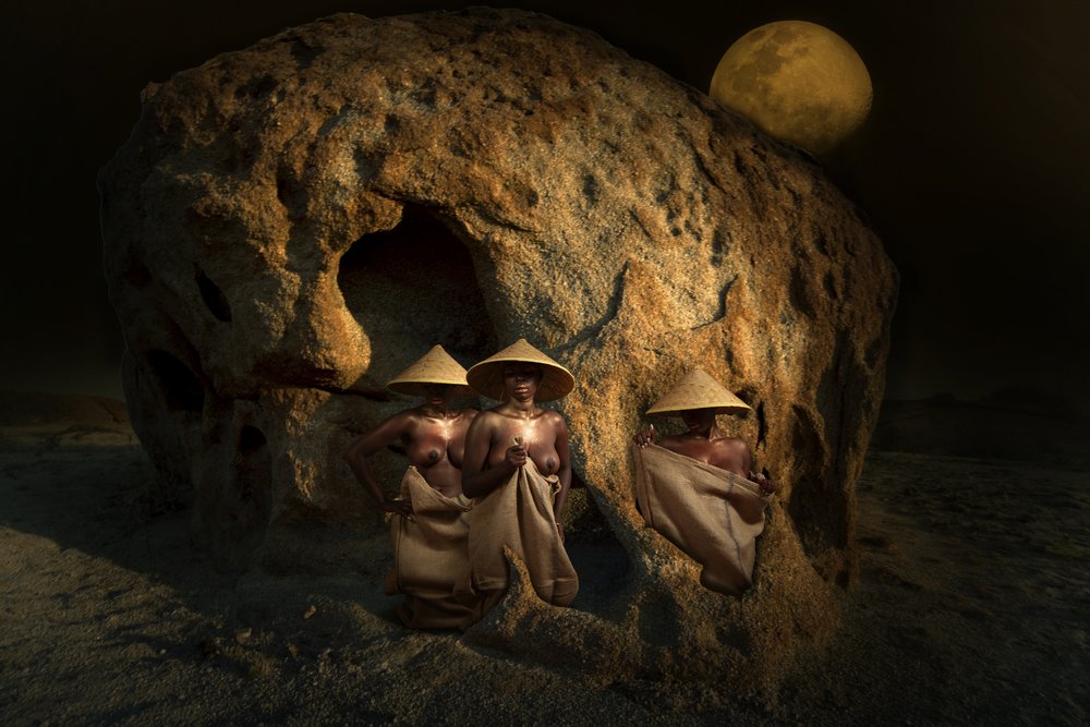Tribal Women Under Moon by Christine von Diepenbroek
