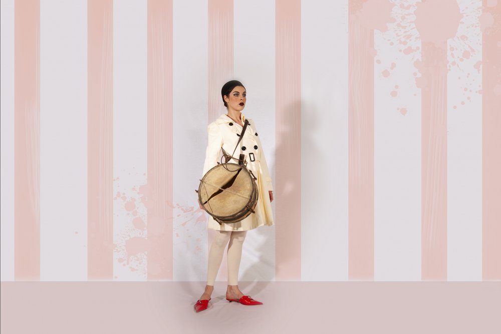 Whimsical Woman Pink Stripes by Christine von Diepenbroek