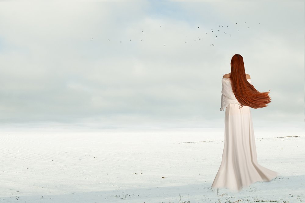 Winter Woman With Birds by Christine von Diepenbroek
