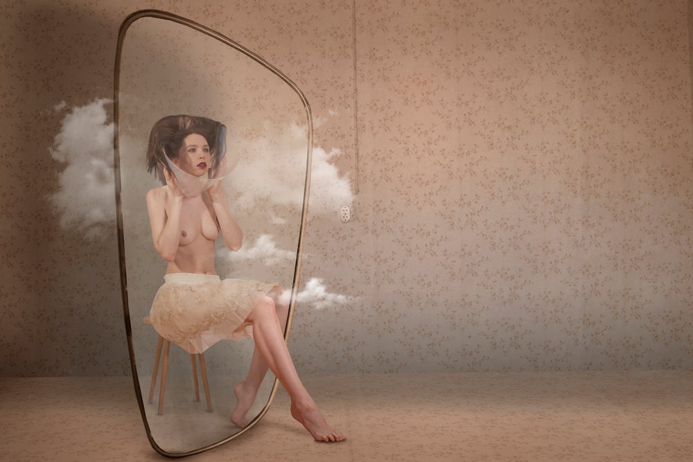 Woman In Cloud Bubble by Christine von Diepenbroek