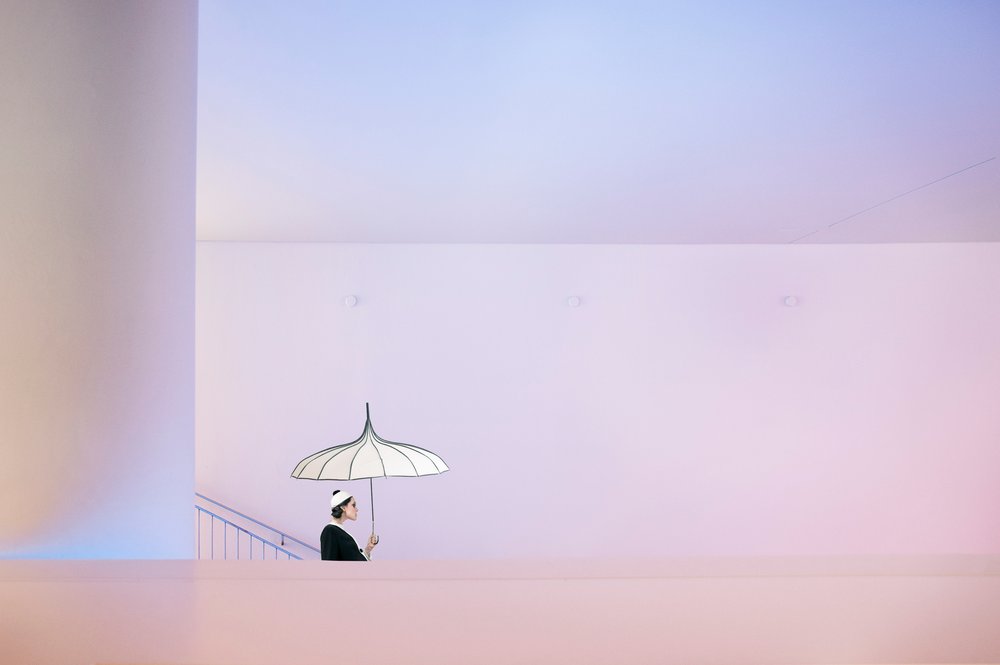 Woman With Pastel Umbrella by Christine von Diepenbroek