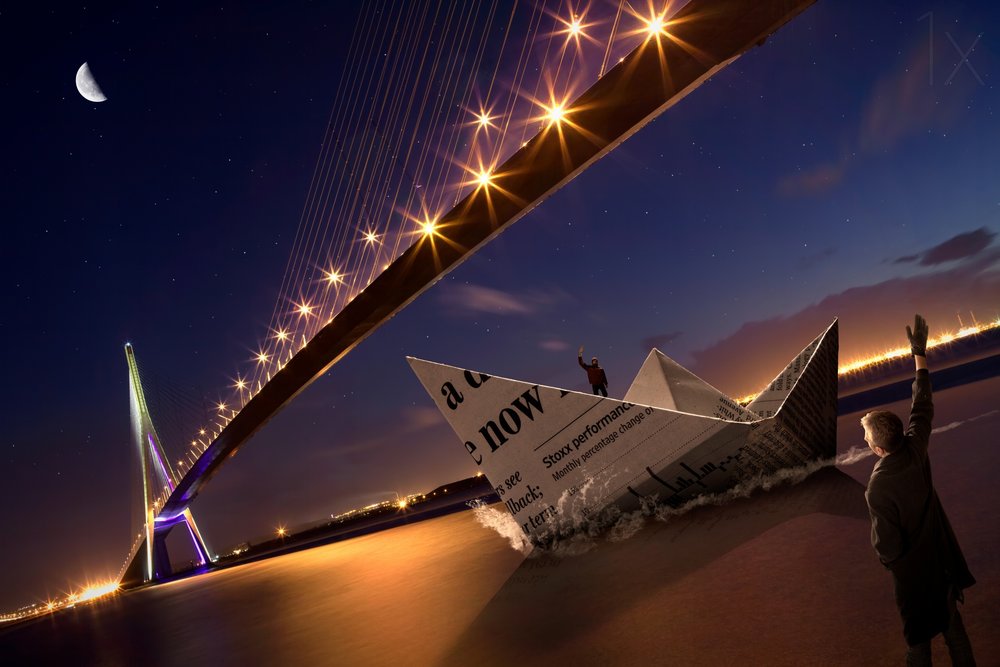Moonlit Paper Boat Journey by Christophe Kiciak