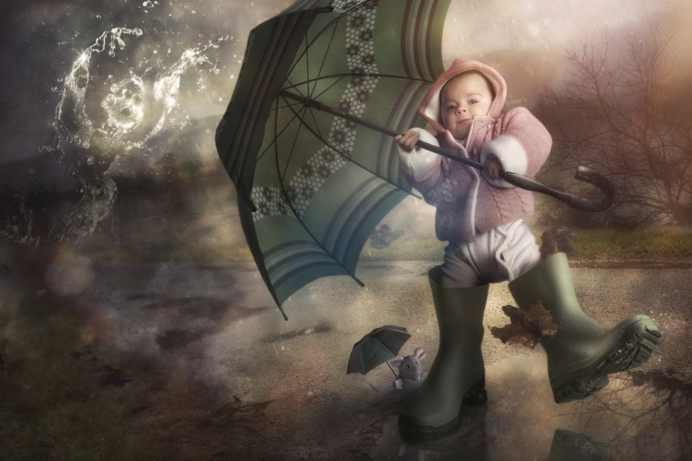 Whimsical Baby Rainy Day by Christophe Kiciak