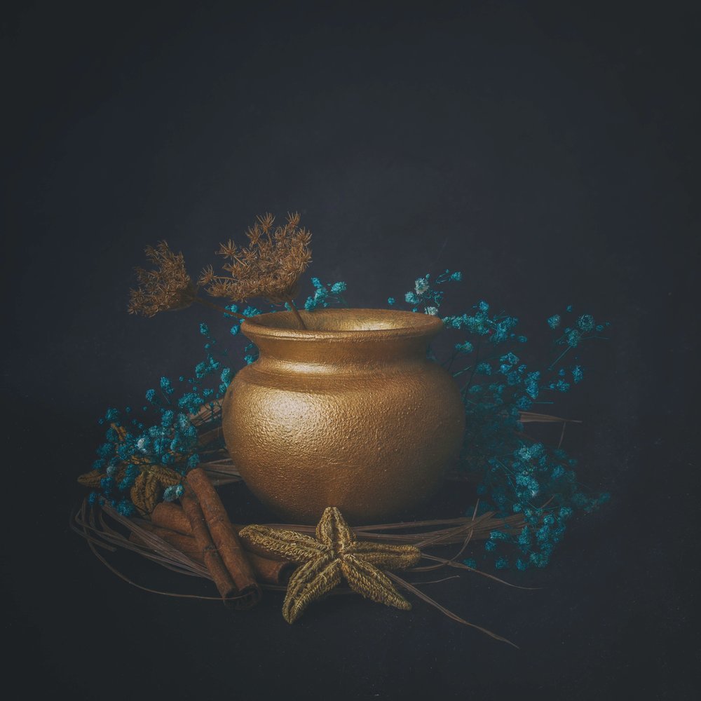 Golden Pot Rustic Charm by Cicek Kiral