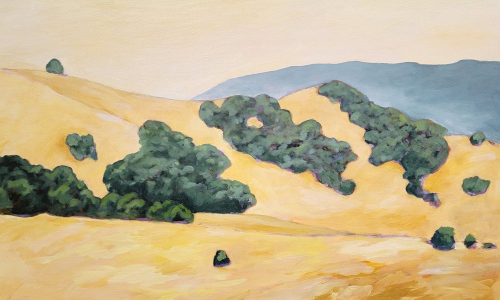 Golden Hillside View by Claire Whitehead