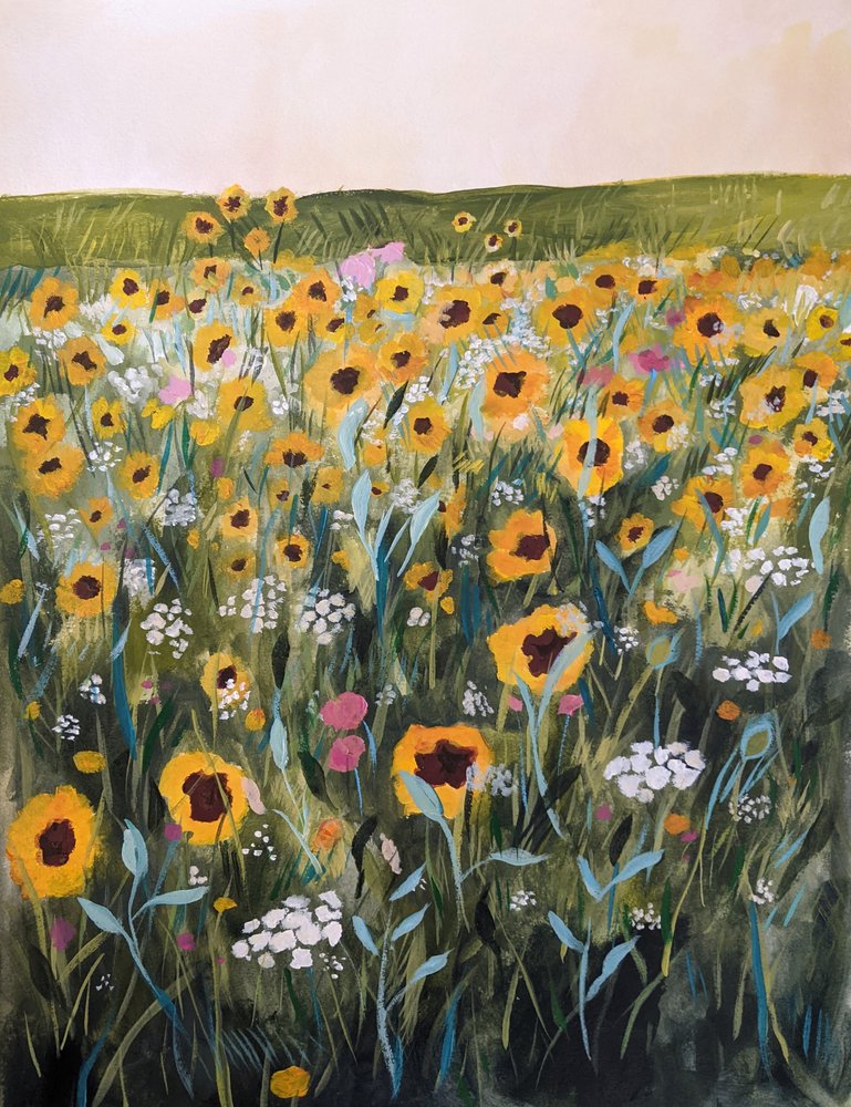 Golden Sunflower Field by Claire Whitehead