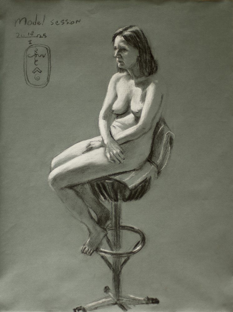 Charcoal Nude Study by Corné Akkers