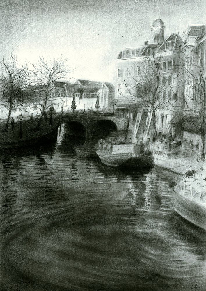 City Canal Drawing by Corné Akkers