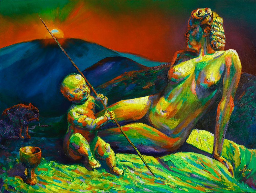 Colorful Figures Sunset by Corné Akkers