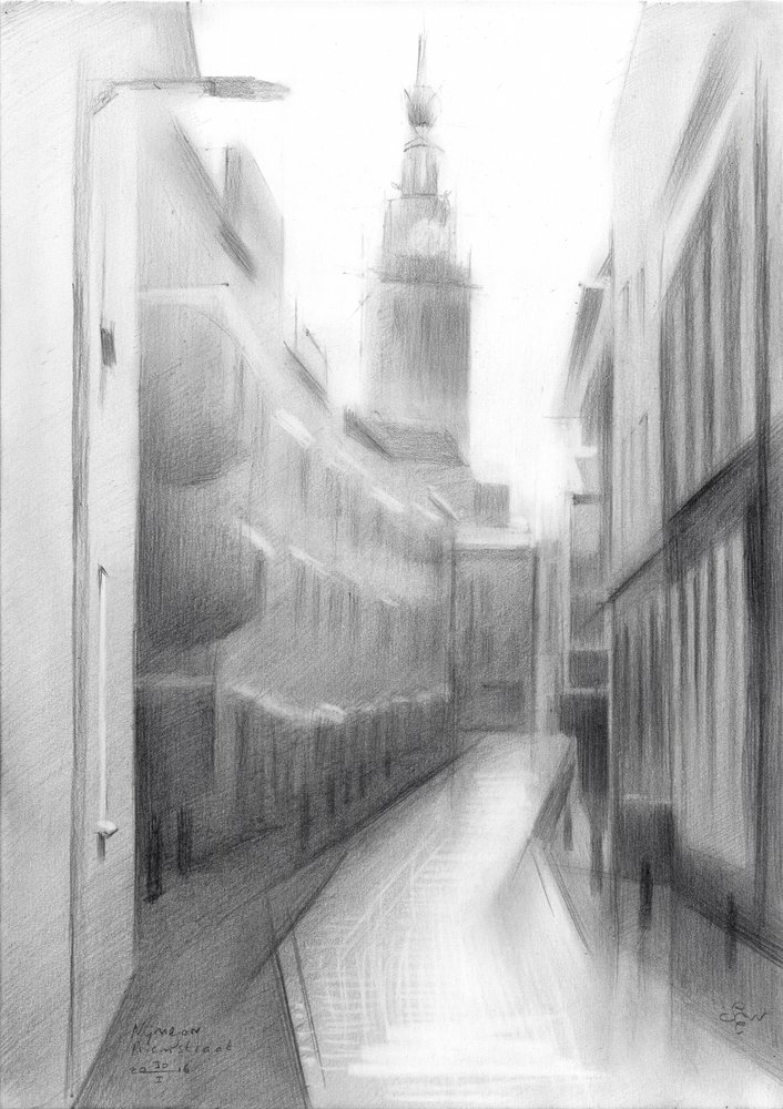 Old City Tower Sketch by Corné Akkers