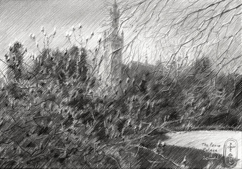 Peace Palace Pencil Sketch by Corné Akkers